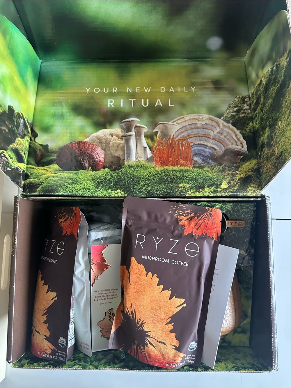 NEW RYZE Ritual Set Acacia Wooden Storage Container, Spoon, Coffee, Magnet
